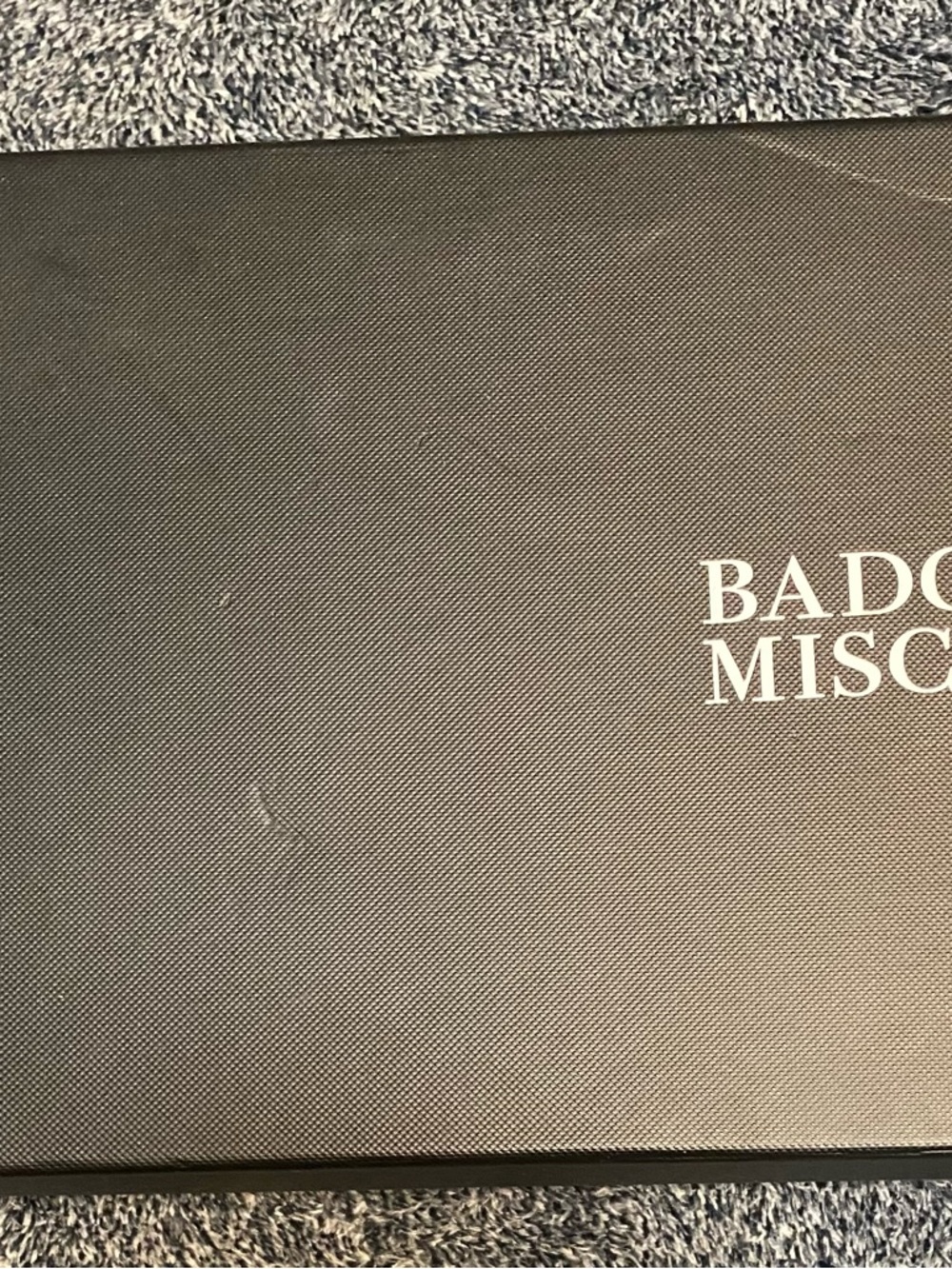 Badgley Mischka Black Textured Shoe Box with Yellow Accent Label